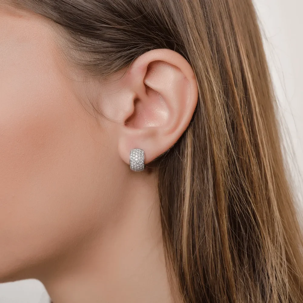 Cercei din aur alb cu diamante de 0.92ct - imagine 4