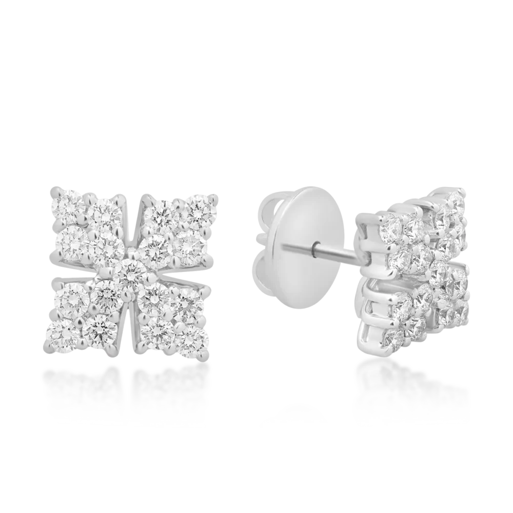 Cercei din aur alb cu diamante de 0.96ct