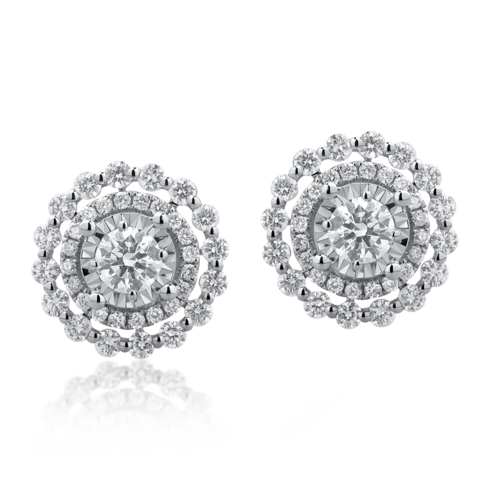 Cercei din aur alb cu diamante de 1.05ct - imagine 2