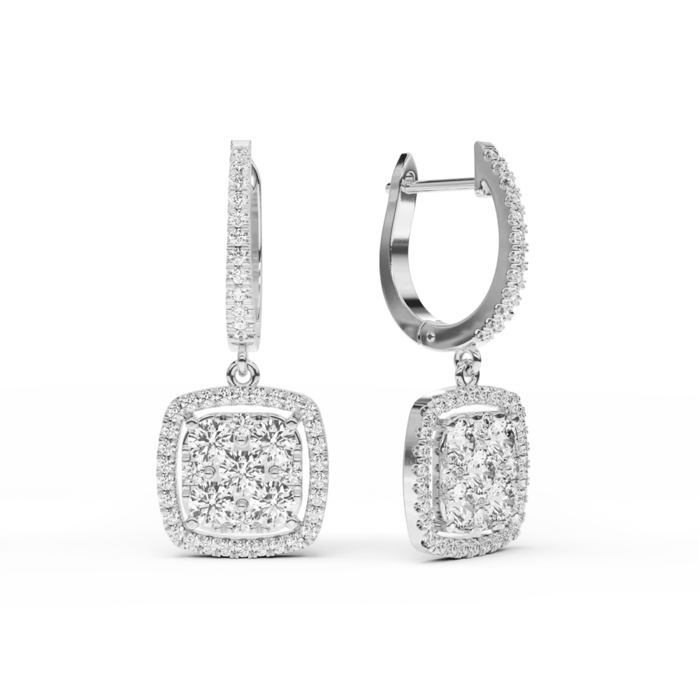 Cercei din aur alb cu diamante de 1.14ct