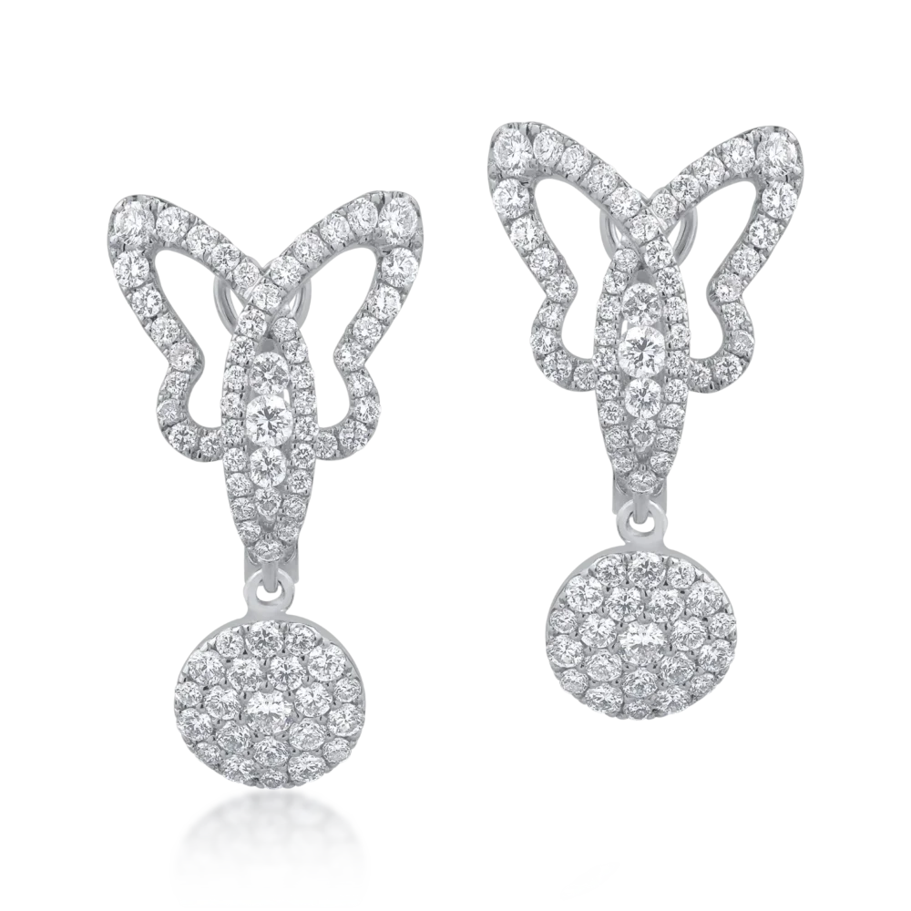 Cercei din aur alb cu diamante de 1.15ct - imagine 2