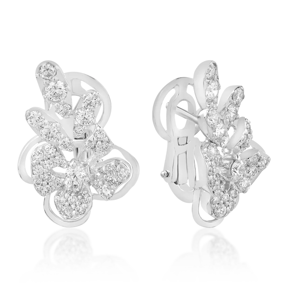 Cercei din aur alb cu diamante de 1.18ct