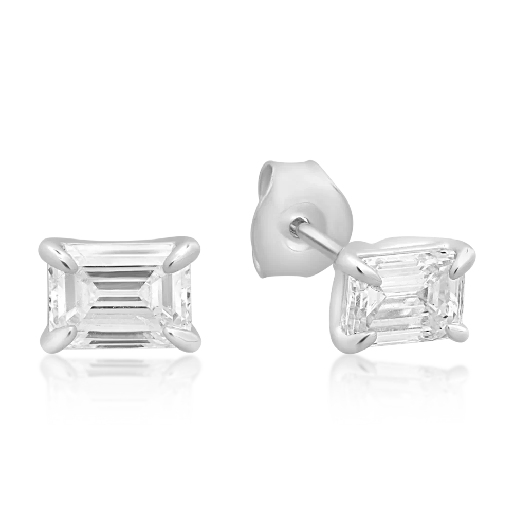 Cercei din aur alb cu diamante emerald de 1.21ct