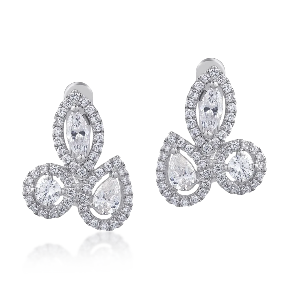 Cercei din aur alb cu diamante de 1.32ct - imagine 2