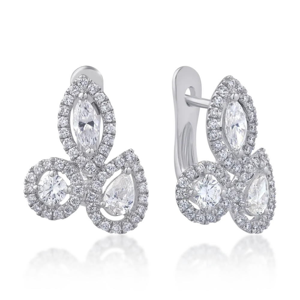 Cercei din aur alb cu diamante de 1.32ct