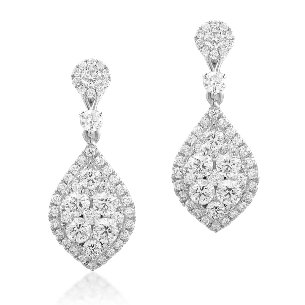 Cercei din aur alb cu diamante de 1.32ct - imagine 2