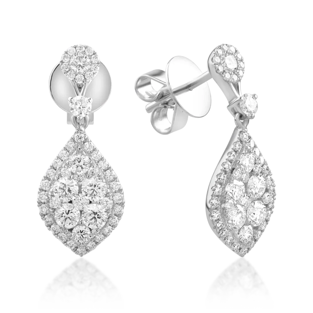 Cercei din aur alb cu diamante de 1.32ct