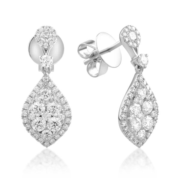 Cercei din aur alb cu diamante de 1.32ct