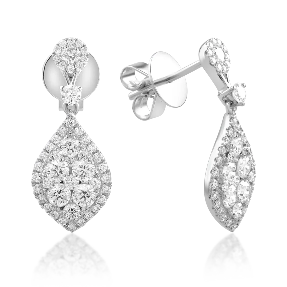 Cercei din aur alb cu diamante de 1.32ct - imagine 3