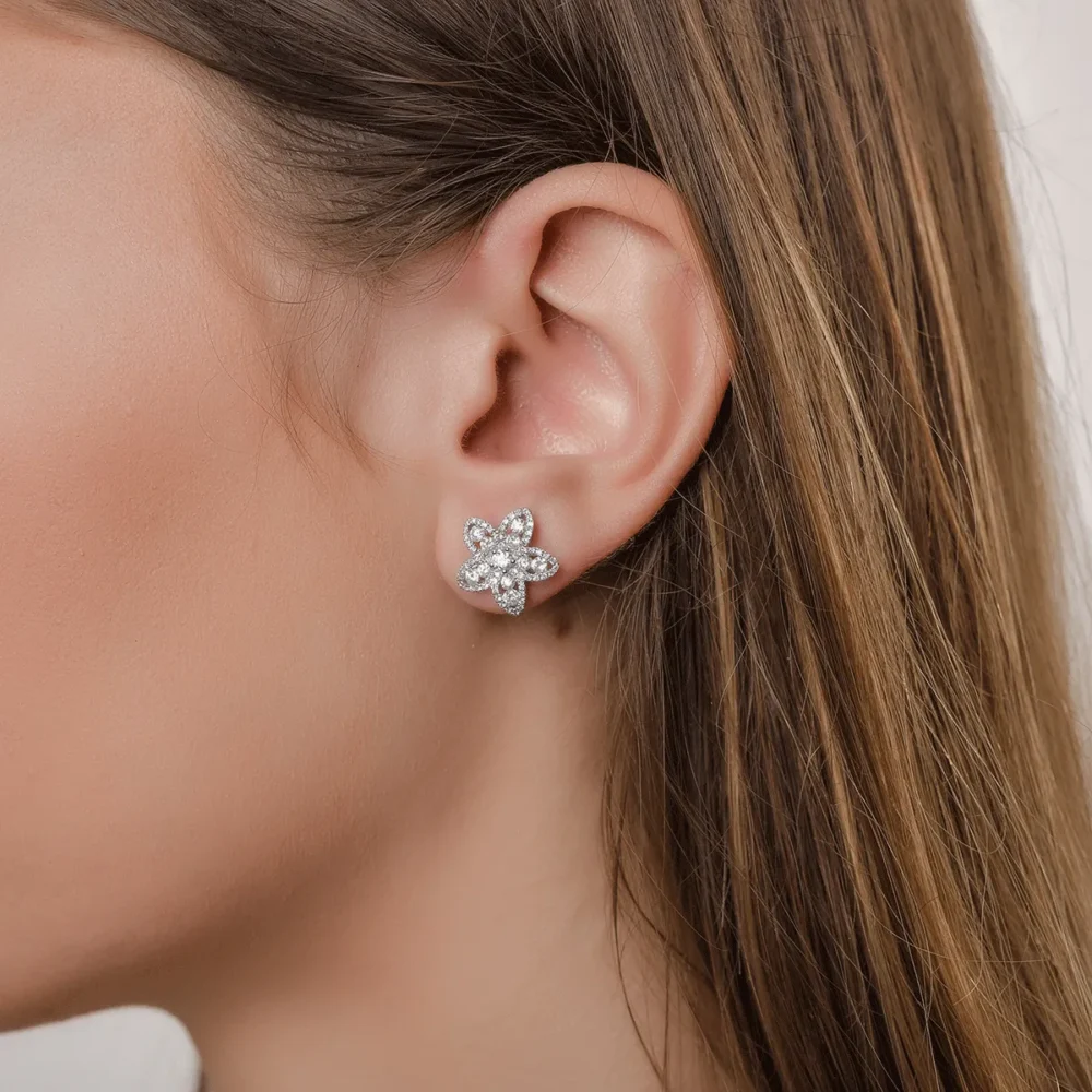 Cercei din aur alb cu diamante de 1.39ct - imagine 4