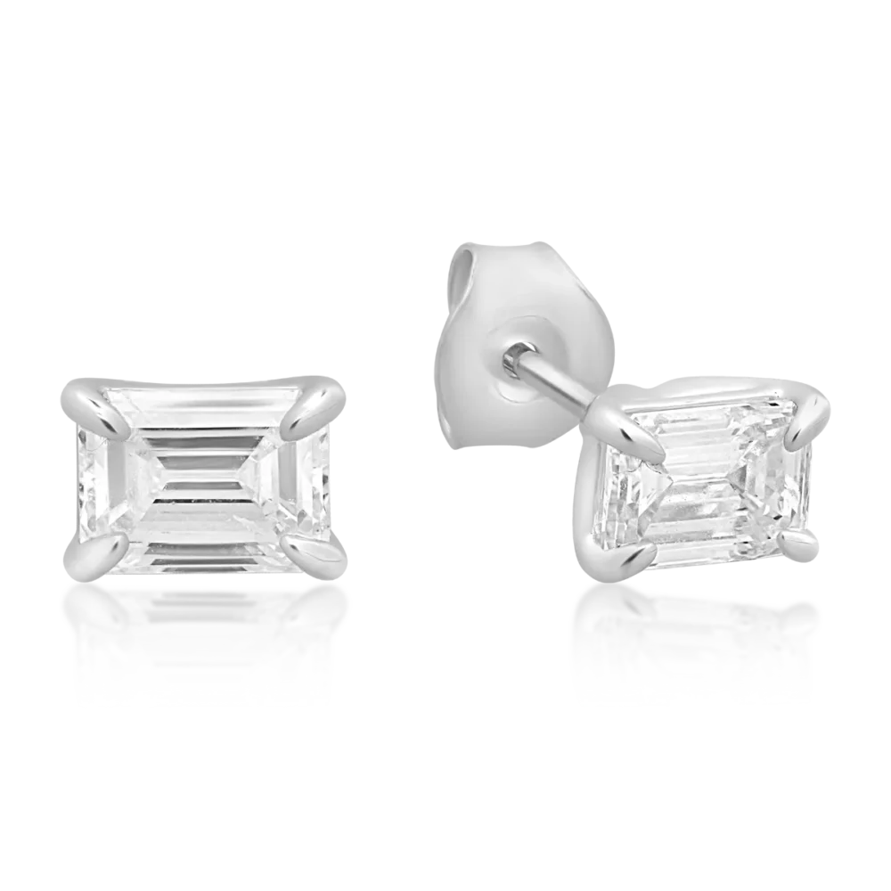 Cercei din aur alb cu diamante emerald de 1.47ct