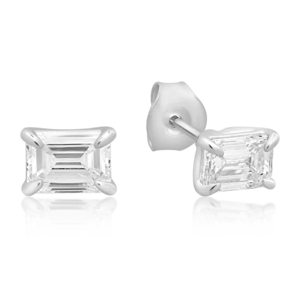 Cercei din aur alb cu diamante emerald de 1.47ct