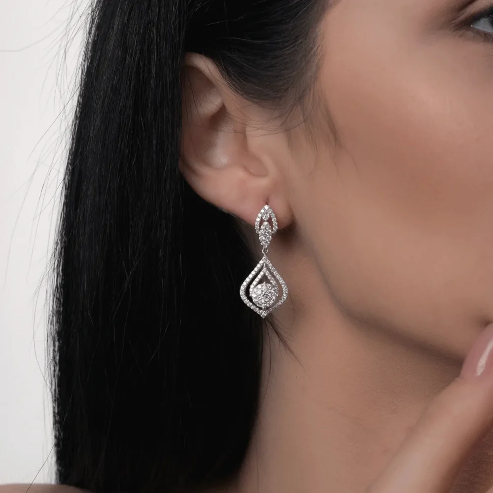 Cercei din aur alb cu diamante de 1.6ct - imagine 4