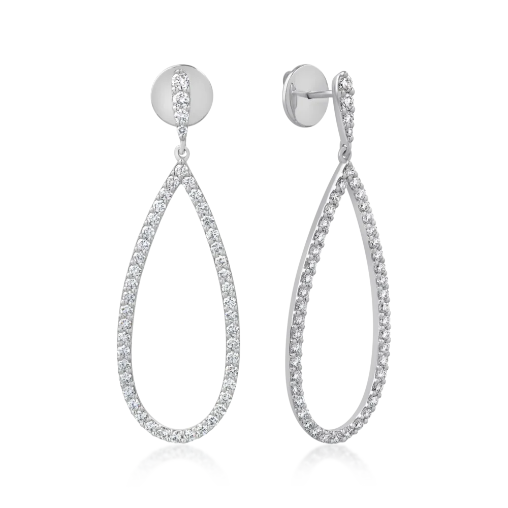 Cercei din aur alb cu diamante de 1.8ct