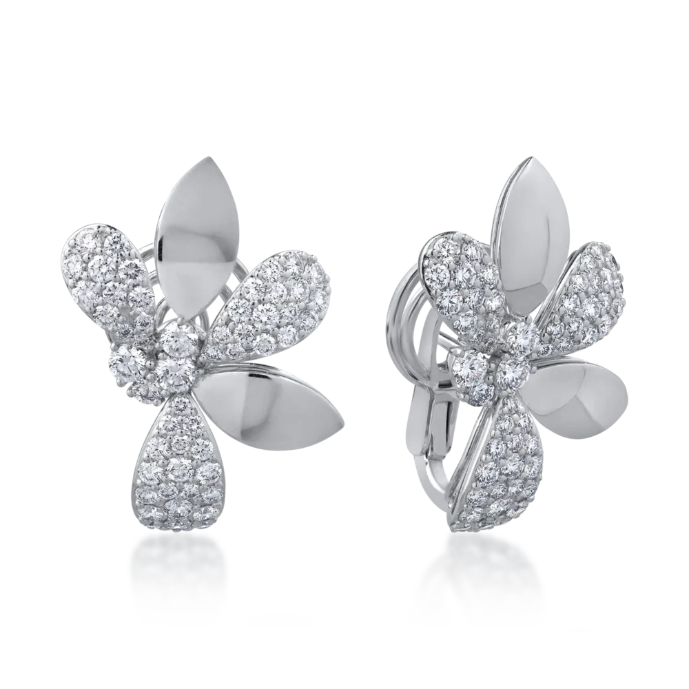 Cercei din aur alb cu diamante de 1.96ct