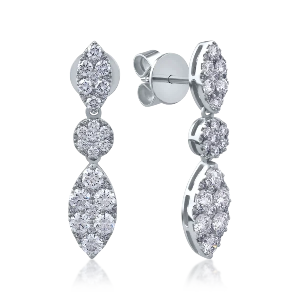 Cercei din aur alb cu diamante de 1.97ct