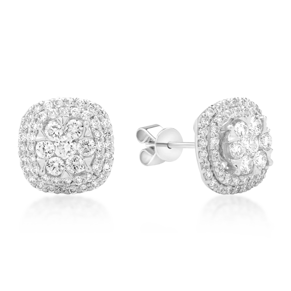 Cercei din aur alb cu diamante de 1ct