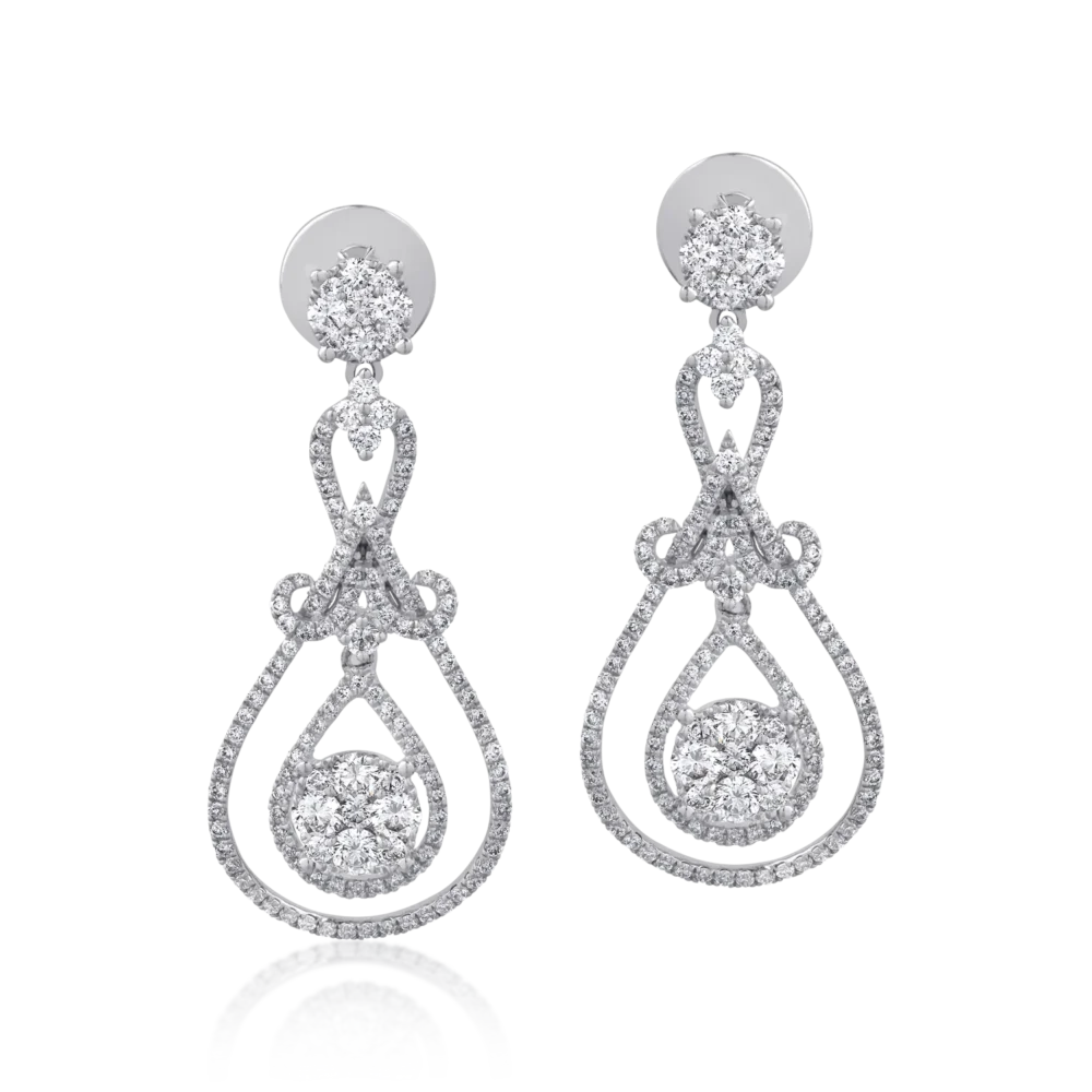 Cercei din aur alb cu diamante de 2.08ct - imagine 2