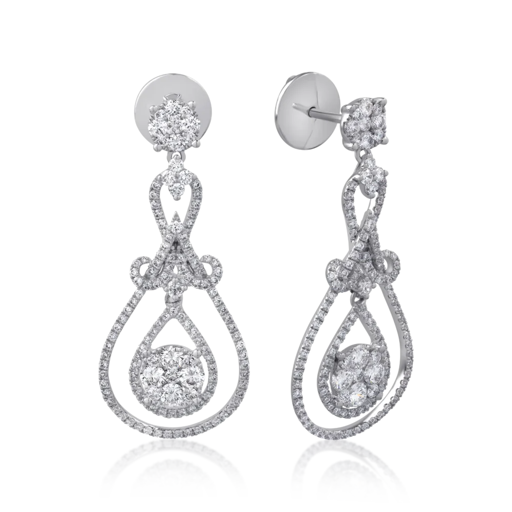 Cercei din aur alb cu diamante de 2.08ct