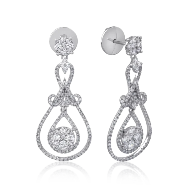 Cercei din aur alb cu diamante de 2.08ct