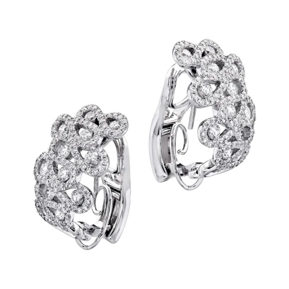 Cercei din aur alb cu diamante de 2.18ct