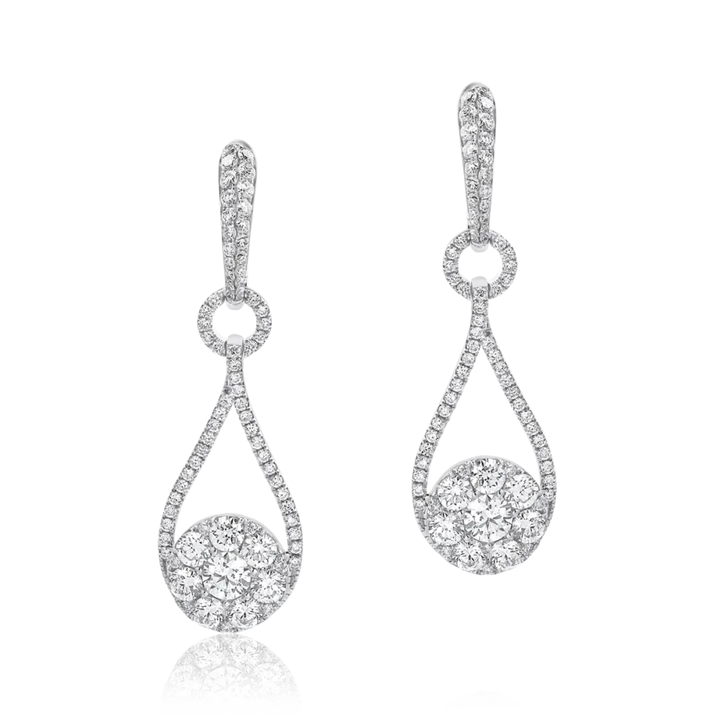 Cercei din aur alb cu diamante de 2.18ct