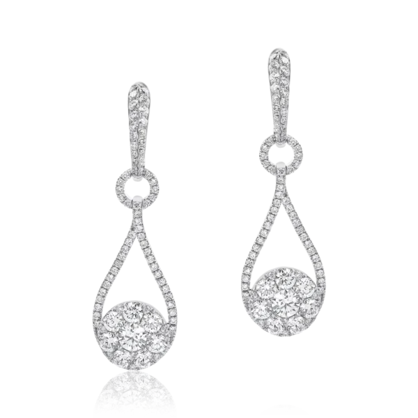 Cercei din aur alb cu diamante de 2.18ct