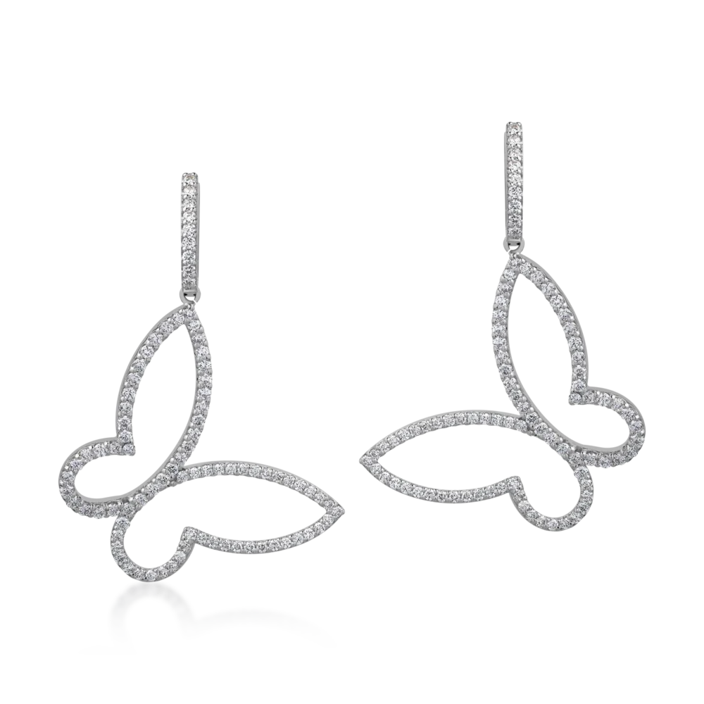 Cercei din aur alb cu diamante de 2.1ct - imagine 2