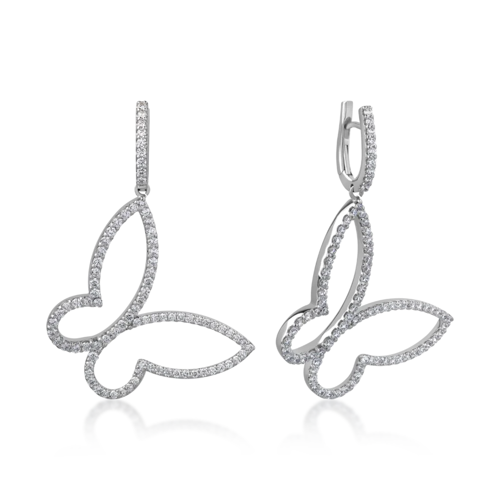 Cercei din aur alb cu diamante de 2.1ct