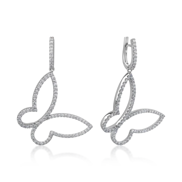 Cercei din aur alb cu diamante de 2.1ct