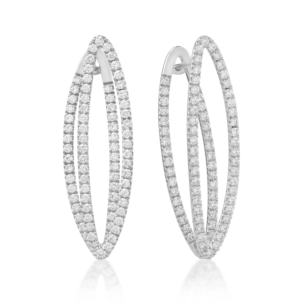 Cercei din aur alb cu diamante de 2.2ct