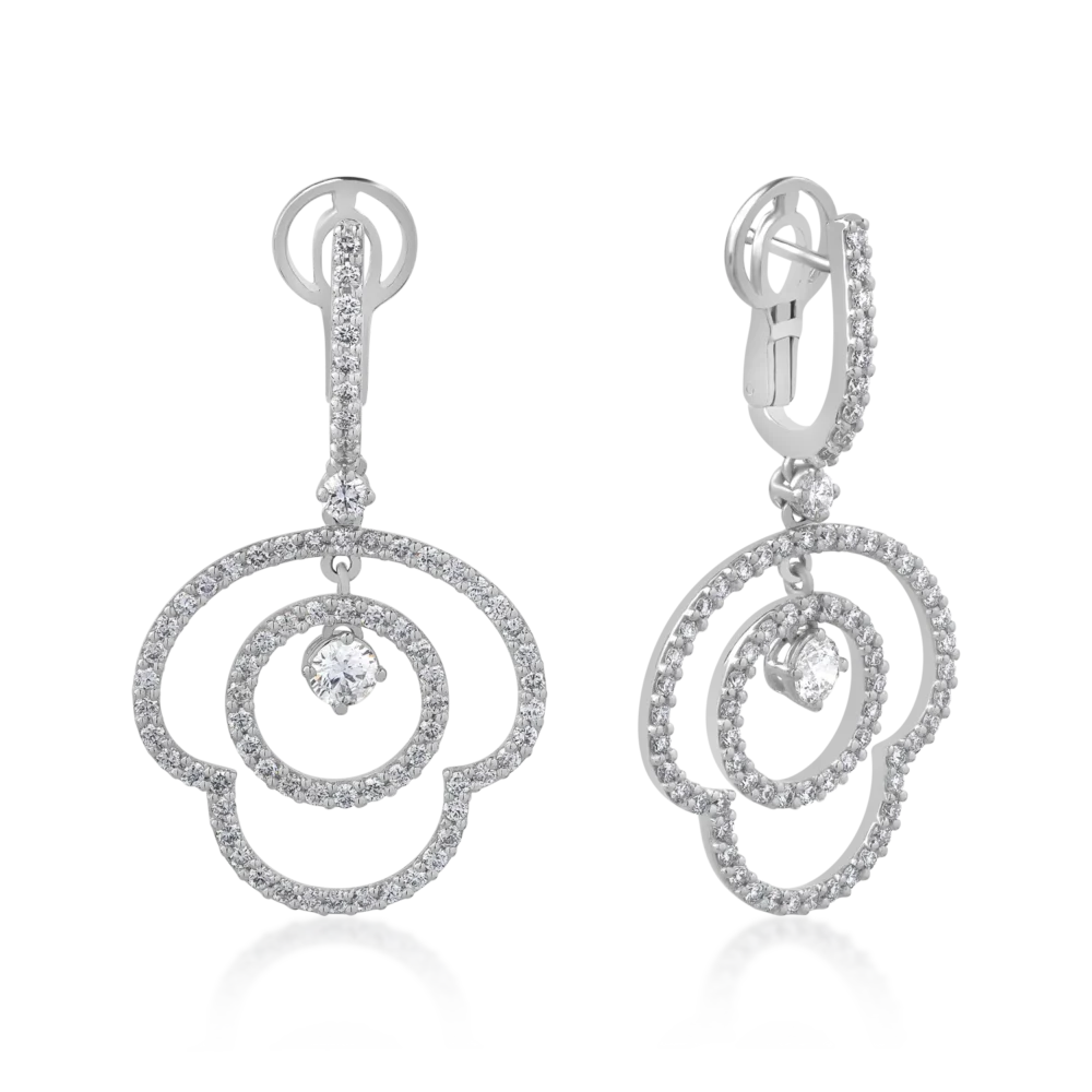 Cercei din aur alb cu diamante de 2.33ct