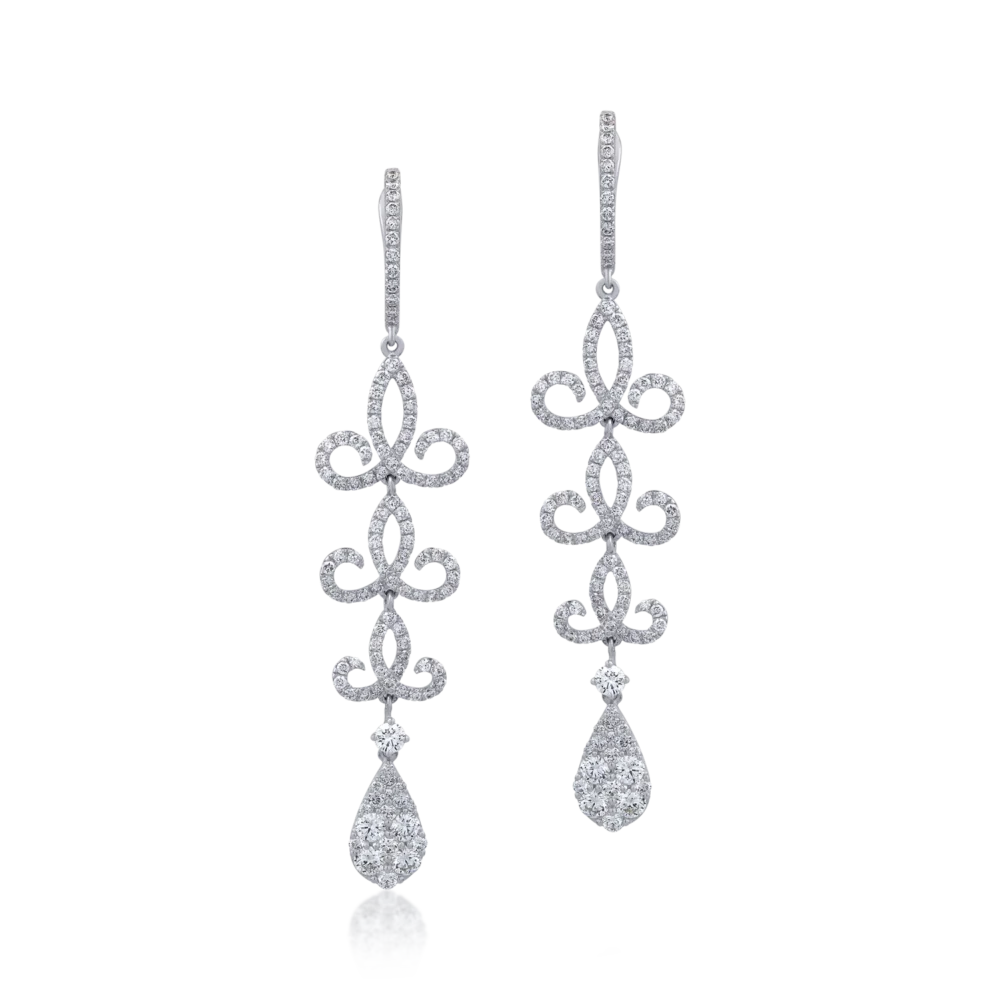 Cercei din aur alb cu diamante de 2.61ct - imagine 2