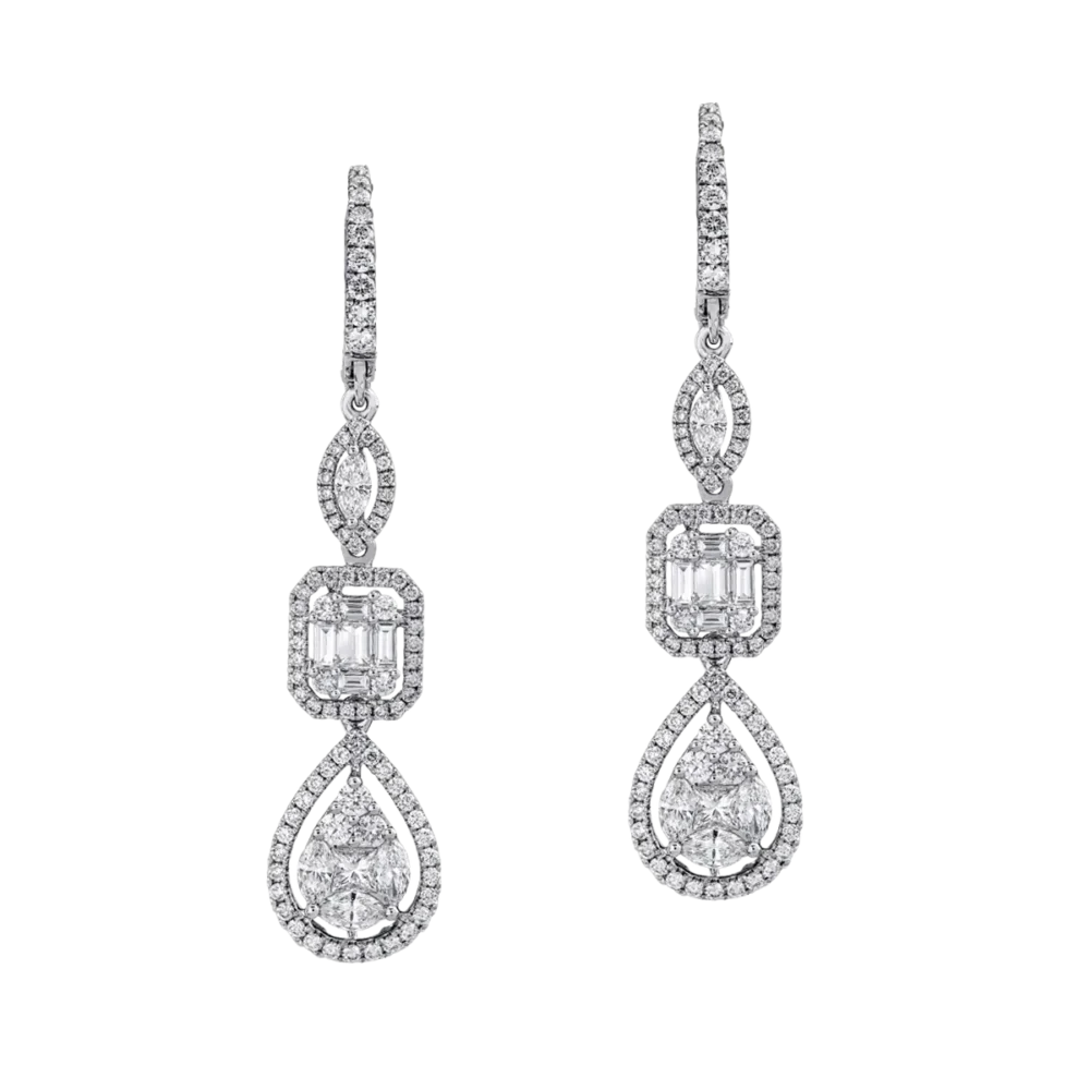 Cercei din aur alb cu diamante de 2.63ct - imagine 2