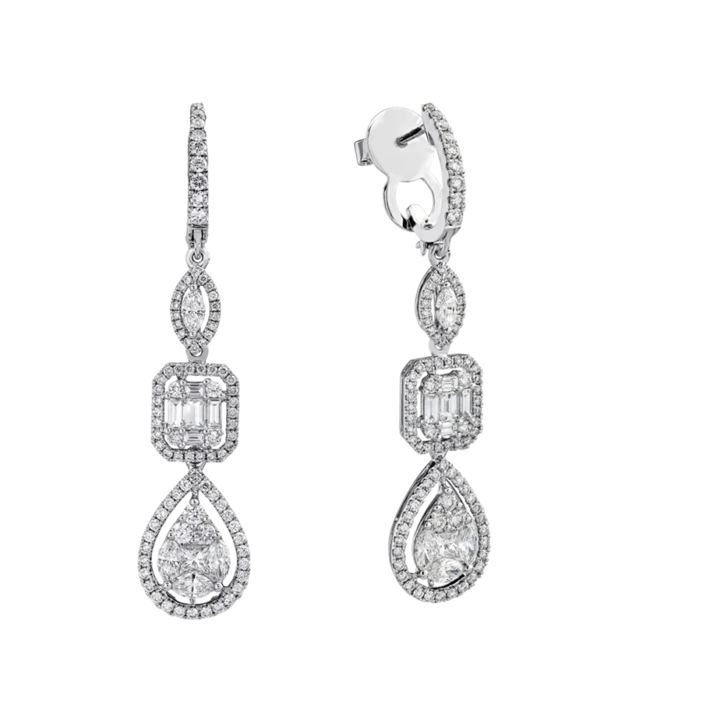 Cercei din aur alb cu diamante de 2.63ct