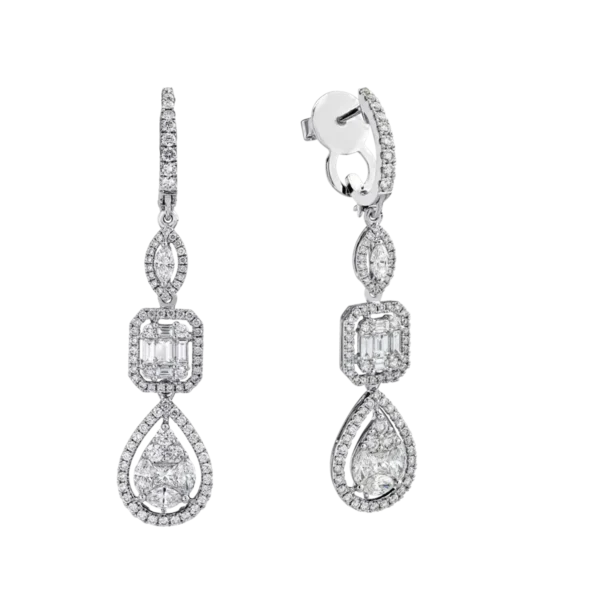 Cercei din aur alb cu diamante de 2.63ct