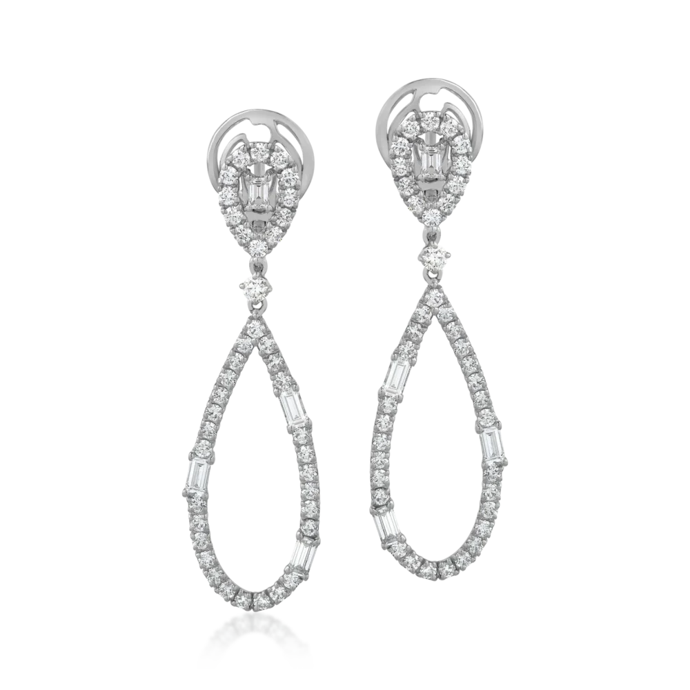 Cercei din aur alb cu diamante de 2.64ct - imagine 2