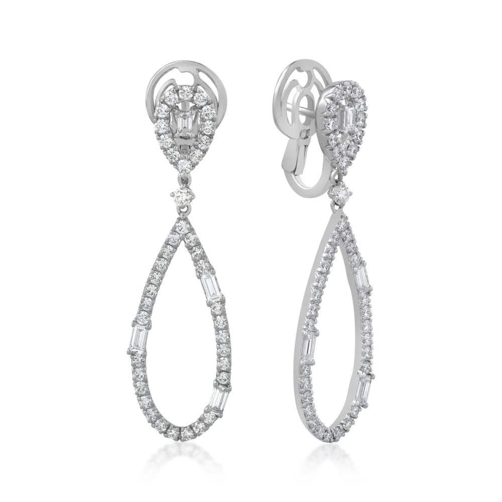 Cercei din aur alb cu diamante de 2.64ct