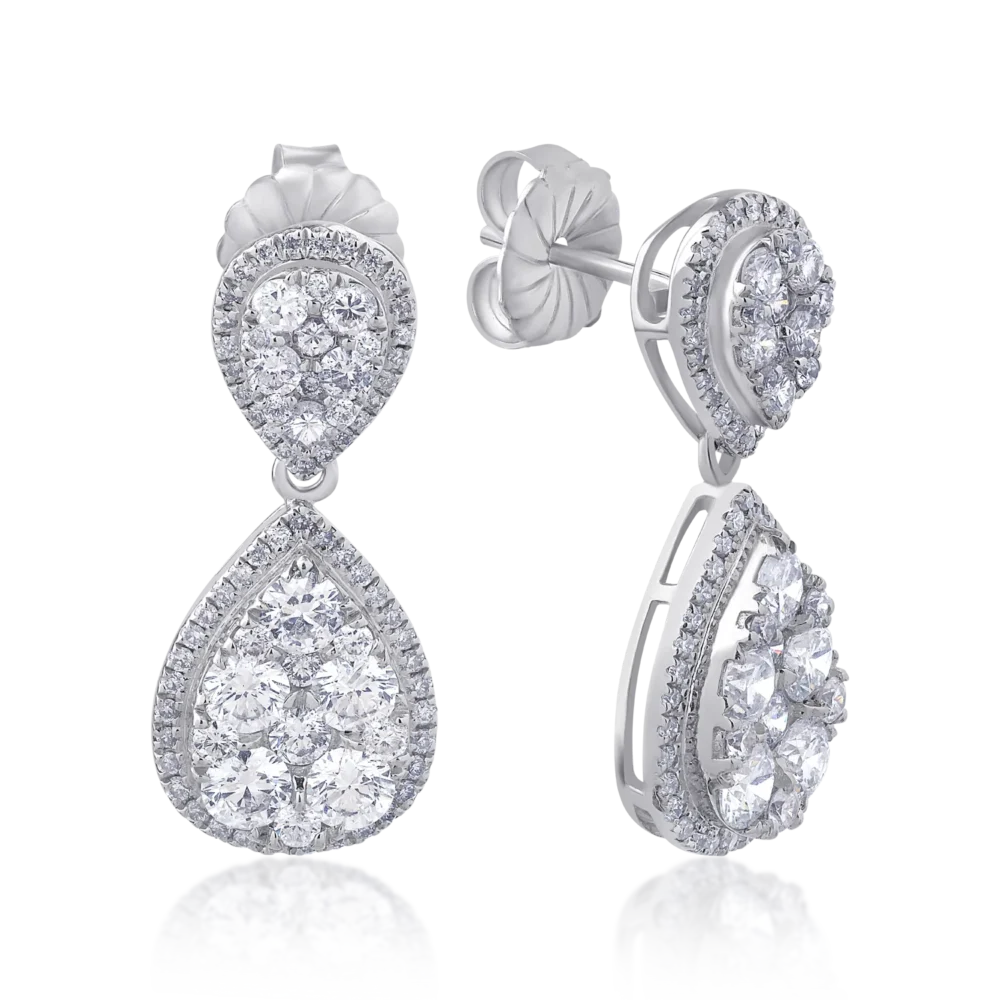 Cercei din aur alb cu diamante de 2.81ct