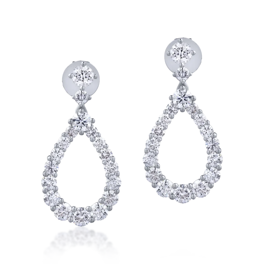 Cercei din aur alb cu diamante de 2.84ct - imagine 2