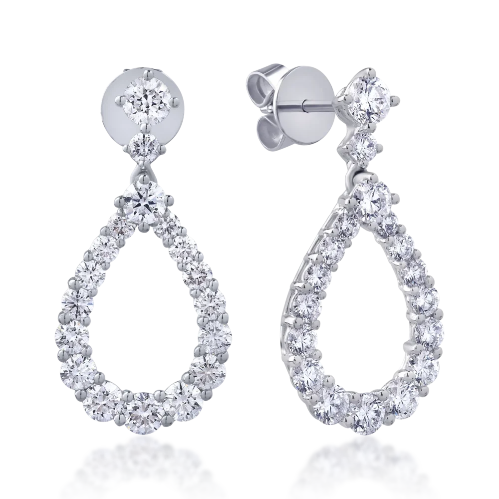 Cercei din aur alb cu diamante de 2.84ct