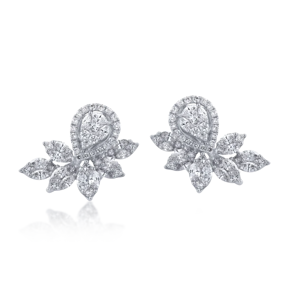 Cercei din aur alb cu diamante marquise de 2.93ct - imagine 2