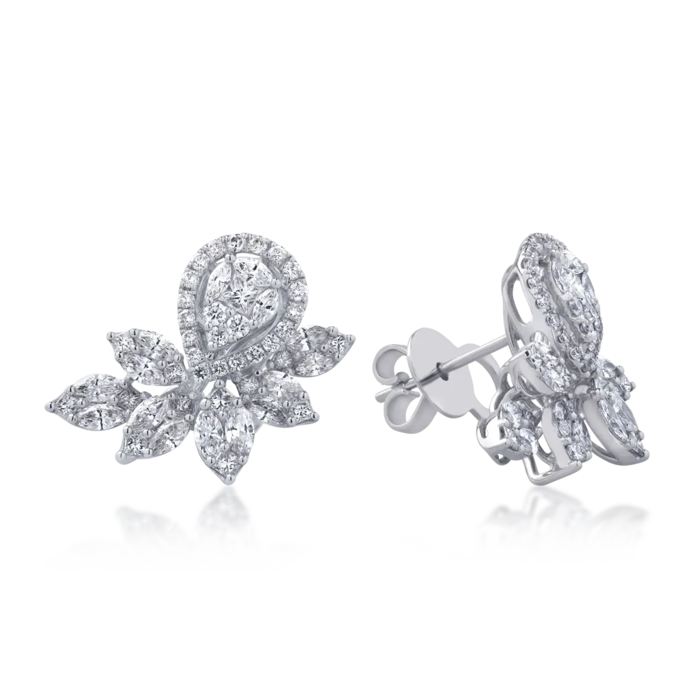 Cercei din aur alb cu diamante marquise de 2.93ct