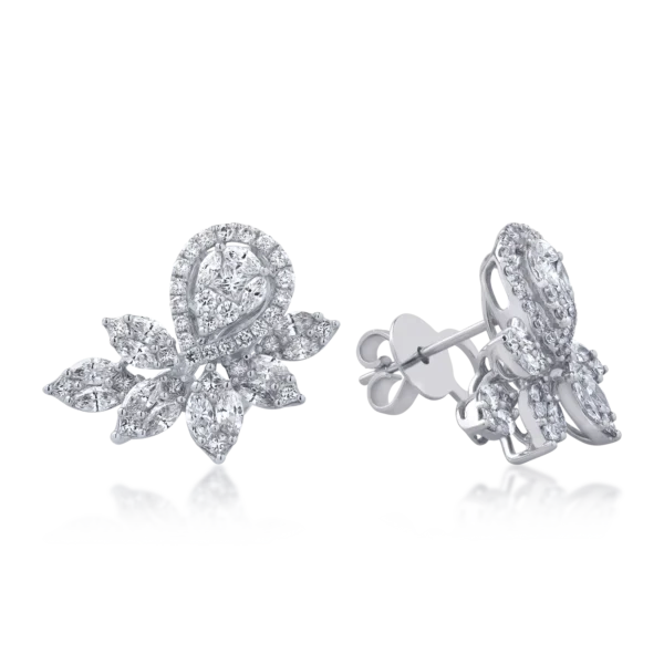 Cercei din aur alb cu diamante marquise de 2.93ct