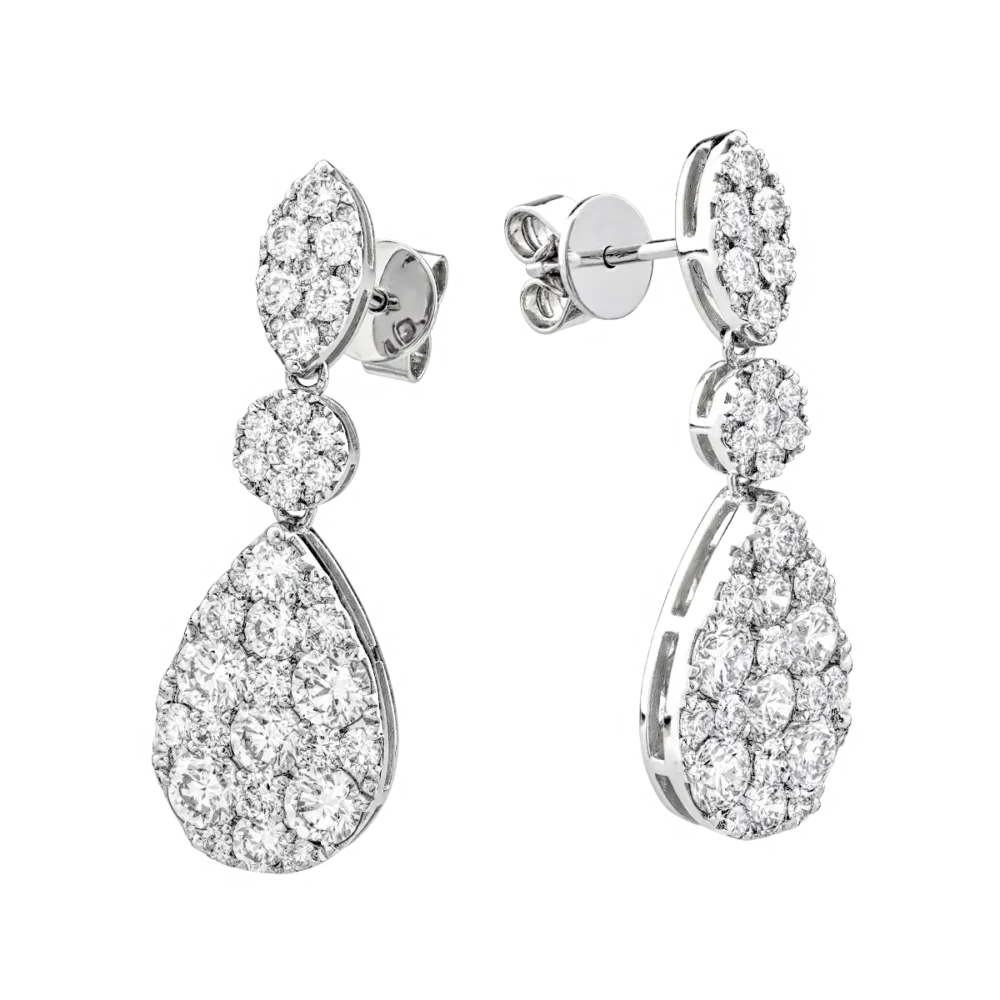 Cercei din aur alb cu diamante de 3.35ct