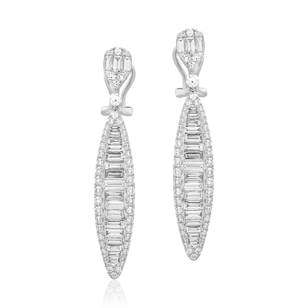 Cercei din aur alb cu diamante baguette si round de 4.54ct - imagine 2