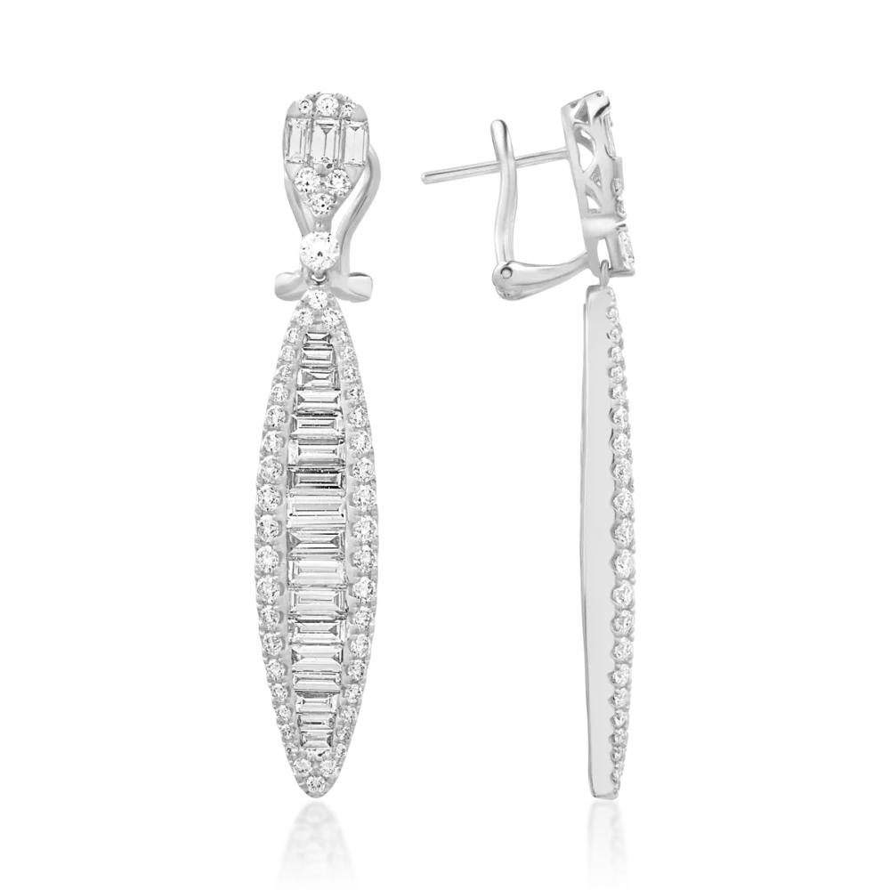 Cercei din aur alb cu diamante baguette si round de 4.54ct - imagine 3