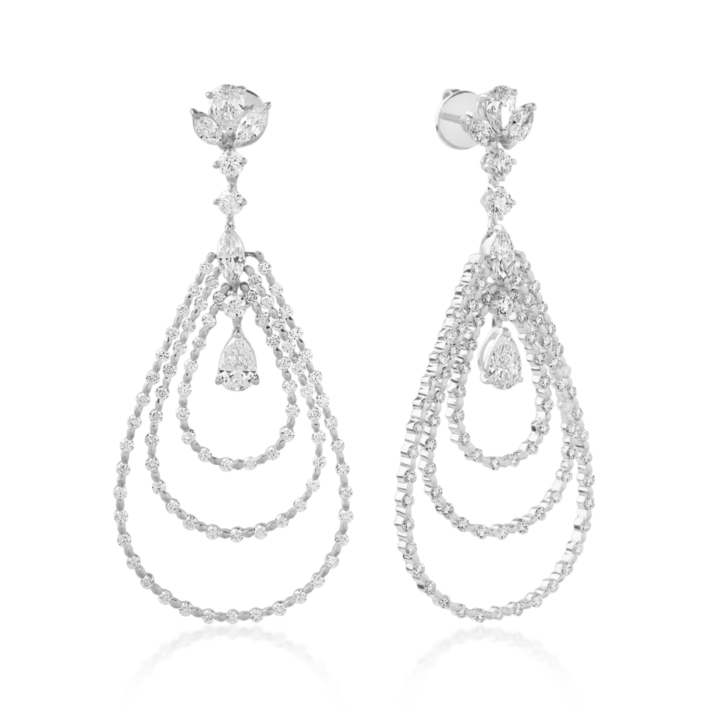 Cercei din aur alb cu diamante de 4.56ct