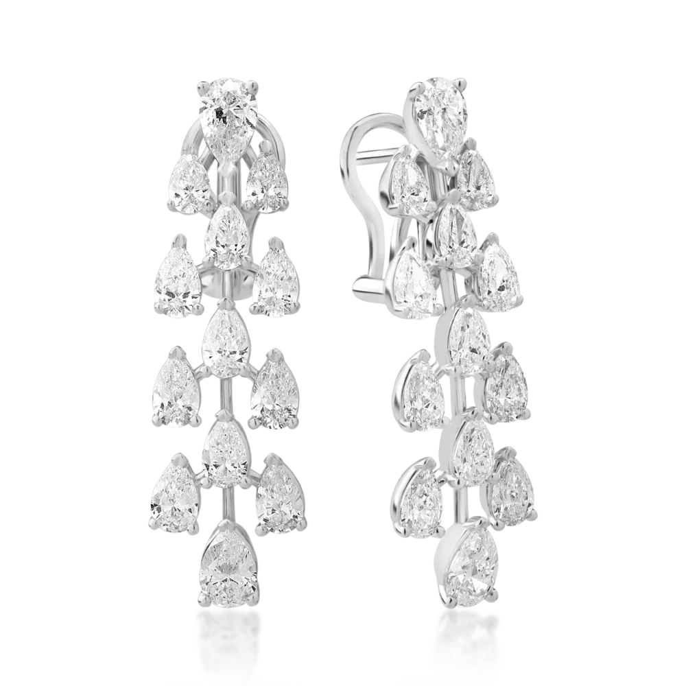 Cercei din aur alb cu diamante pear de 4.95ct