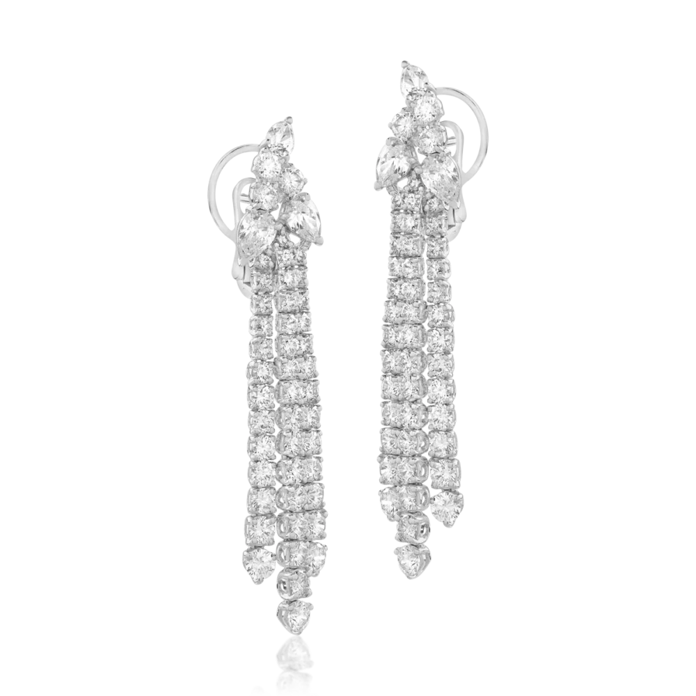 Cercei din aur alb cu diamante round de 5.2ct si diamante pear de 1.7ct